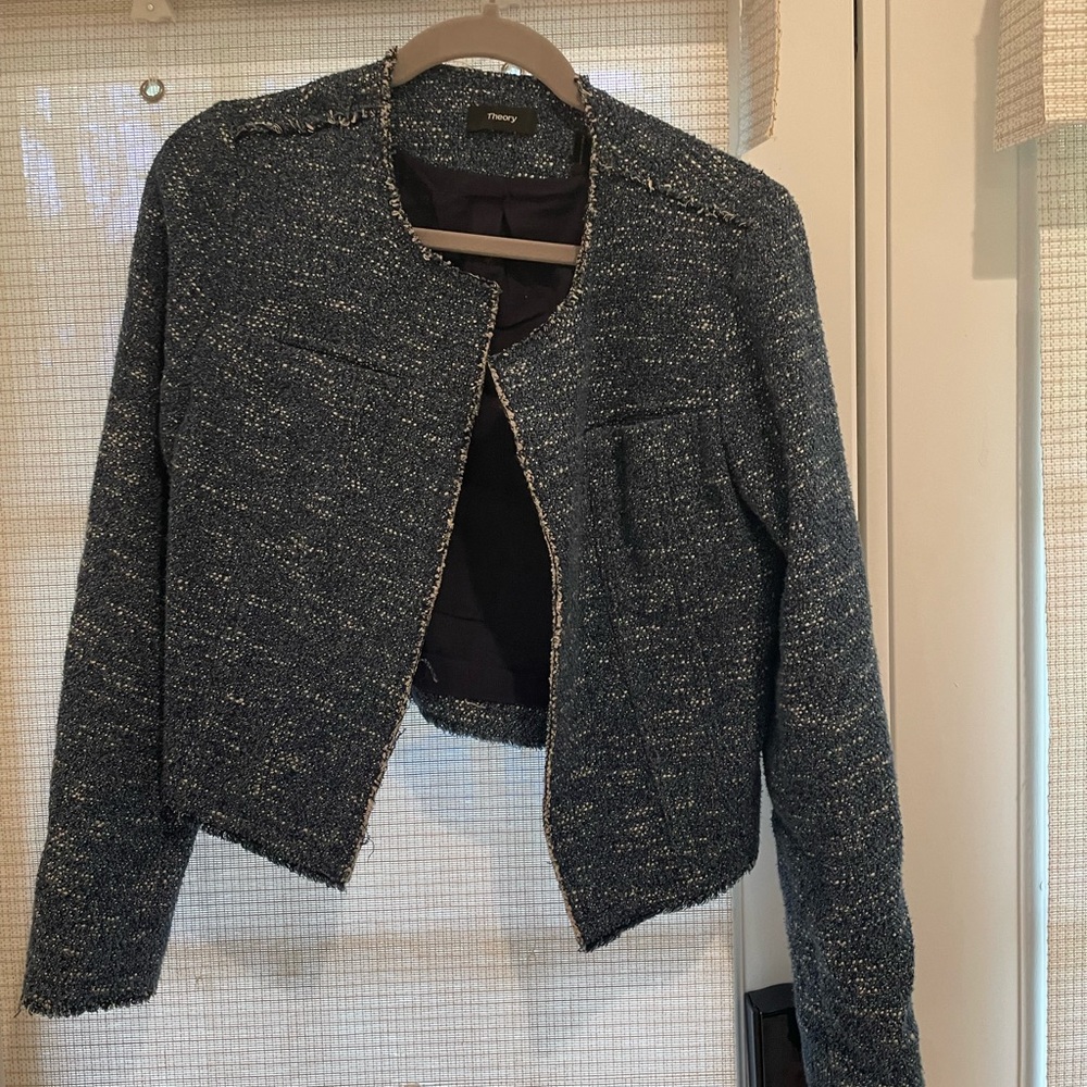 Blue tweed theory blazer/jacket